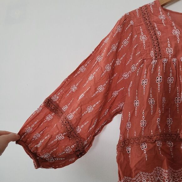 American Eagle Eyelet Women's Boho Top Small 100% Cotton - Picture 3 of 9